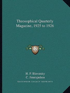 portada theosophical quarterly magazine, 1925 to 1926 (in English)