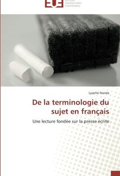 portada De la terminologie du sujet en français: Une lecture fondée sur la presse écrite