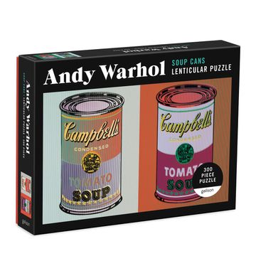 portada Andy Warhol Soup Cans Jigsaw Puzzle, 300 Pieces, 24” x 18” – Lenticular Jigsaw Puzzle Featuring Shifting Iconic Andy Warhol Artwork–Thick, Sturdy Pieces, Challenging Family Activity, Great Gift Idea