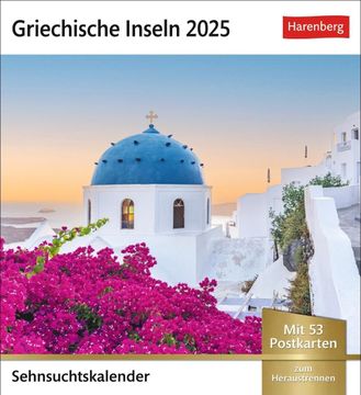 portada Griechische Inseln Sehnsuchtskalender 2025 - Wochenkalender mit 53 Postkarten