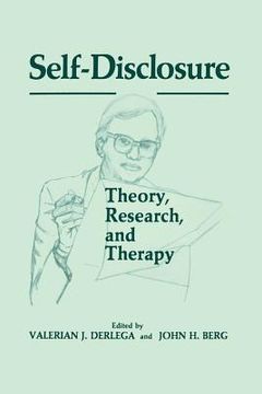 portada Self-Disclosure: Theory, Research, and Therapy (in English)