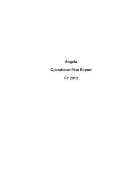 portada Angola Operational Plan Report FY 2013 (en Inglés)