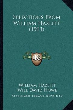 portada selections from william hazlitt (1913)
