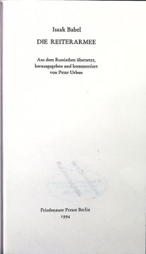portada Die Reiterarmee. (in German)