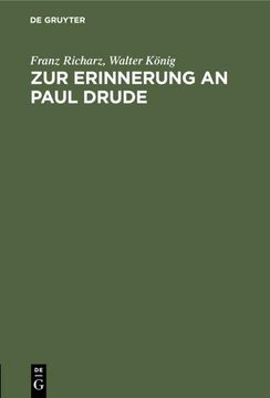 portada Zur Erinnerung an Paul Drude (en Alemán)