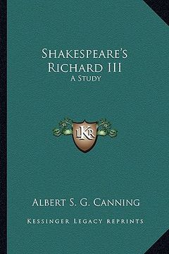 portada shakespeare's richard iii: a study