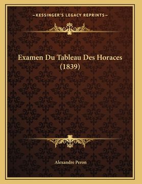 portada Examen Du Tableau Des Horaces (1839) (en Francés)