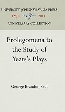 portada Prolegomena to the Study of Yeats's Plays (en Inglés)