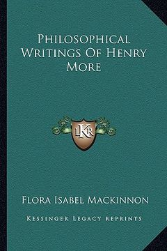 portada philosophical writings of henry more (en Inglés)