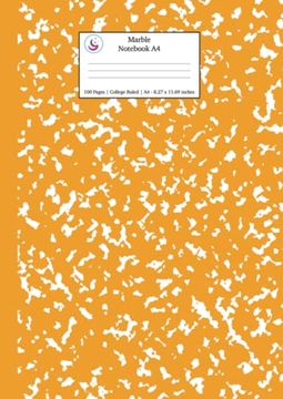 portada Marble Notebook A4: Orange Marble College Ruled Journal (en Inglés)