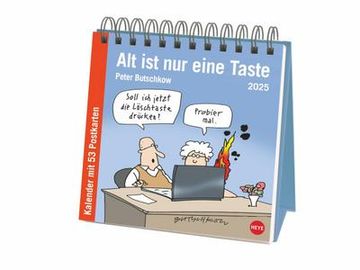 portada Peter Butschkow: Alt ist nur Eine Taste Premium-Postkartenkalender 2025: Witziger Kalender für Rentner: Cartoons mit Einem Augenzwinkern für Alle in den Besten Jahren.