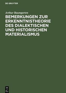 portada Bemerkungen zur Erkenntnistheorie des Dialektischen und Historischen Materialismus (en Alemán)
