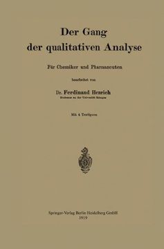 portada Der Gang der qualitativen analyse: Für Chemiker und Pharmazeuten (German Edition)