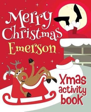 portada Merry Christmas Emerson - Xmas Activity Book: (Personalized Children's Activity Book) 