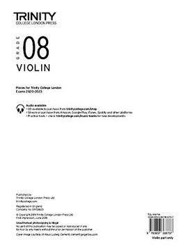 portada Trinity College London Violin Exam Pieces 2020-2023: Grade 8 (Violin Part Only) 