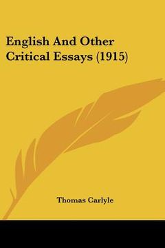 portada english and other critical essays (1915)