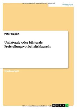 portada Unilaterale Oder Bilaterale Freistellungsvorbehaltsklauseln (German Edition)