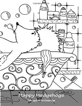 portada Happy Hedgehogs Coloring Book for Grown-Ups 1 (Volume 1) (en Inglés)