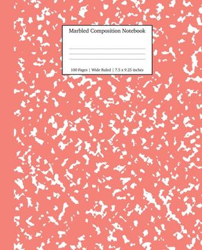 portada Marbled Composition Notebook: Coral Pink Marble Wide Ruled Paper Subject Book (School Essentials) (in English)