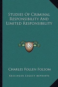 portada studies of criminal responsibility and limited responsibility (en Inglés)