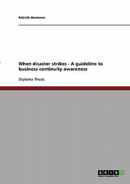 portada when disaster strikes - a guideline to business continuity awareness