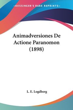 portada Animadversiones De Actione Paranomon (1898) (en Latin)