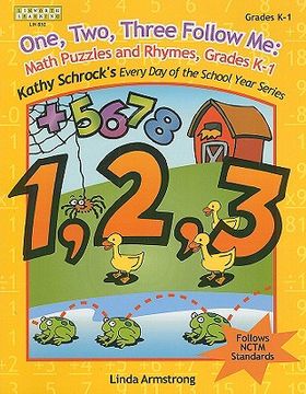 portada one, two, three, follow me: math puzzles and rhymes, grade k-1 (in English)
