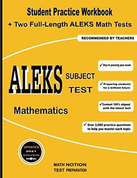 portada Aleks Subject Test Mathematics: Student Practice Workbook + two Full-Length Aleks Math Tests (en Inglés)