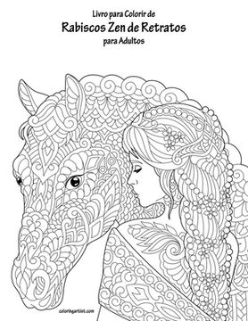 portada Livro para Colorir de Rabiscos Zen de Retratos para Adultos (en Portugués)
