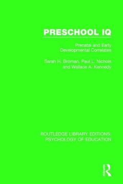 portada Preschool iq: Prenatal and Early Developmental Correlates (Routledge Library Editions: Psychology of Education) (in English)