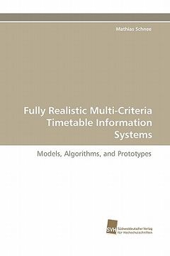 portada fully realistic multi-criteria timetable information systems