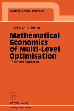 portada mathematical economics of multi-level optimisation: theory and application