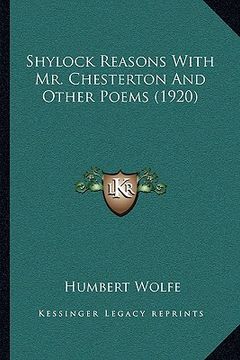 portada shylock reasons with mr. chesterton and other poems (1920) (in English)