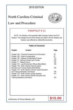 portada North Carolina Criminal Law And Procedure-Pamphlet # 11 (en Inglés)