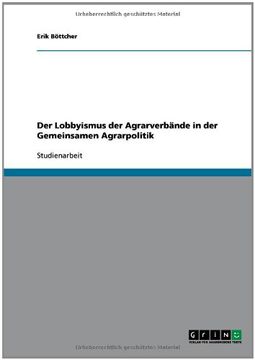 portada Der Lobbyismus der Agrarverbände in der Gemeinsamen Agrarpolitik (German Edition) (in German)