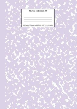 portada Marble Notebook A4: Lilac Purple College Ruled Journal (en Inglés)