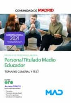 portada Personal Titulado Medio Educador de la Comunidad de Madrid. Temario General y Test
