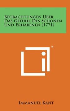 portada Beobachtungen Uber Das Gefuhl Des Schonen Und Erhabenen (1771) (in German)