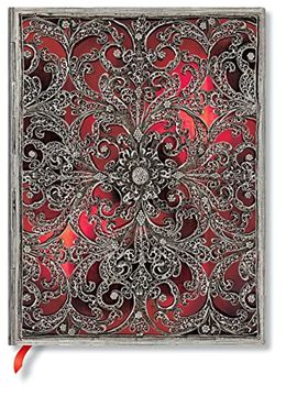 portada Paperblanks | Garnet | Silver Filigree Collection | Softcover Flexi | Ultra | Unlined | Elastic Band Closure | 176 pg | 100 gsm