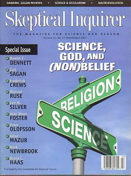 portada skeptical inquirer. the magazine for science and reason. vol. 31. nº 2. science, god, an (non)belief: daniel c. dennett, carl sagan, michael ruse, alan dean foster, david c. haas...