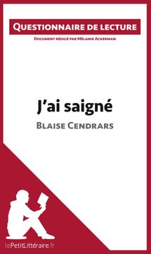 portada J ai Saigné de Blaise Cendrars (en Francés)