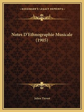 portada Notes D'Ethnographie Musicale (1905) (en Francés)