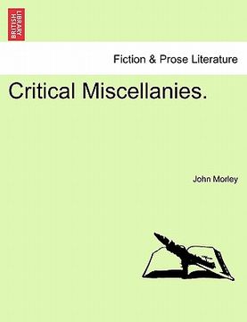portada critical miscellanies. (in English)