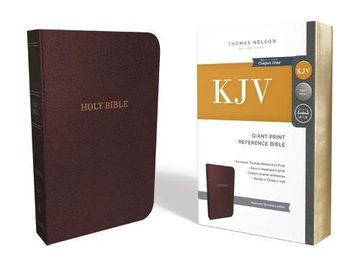 portada KJV, Reference Bible, Giant Print, Bonded Leather, Burgundy, Red Letter Edition, Comfort Print (en Inglés)