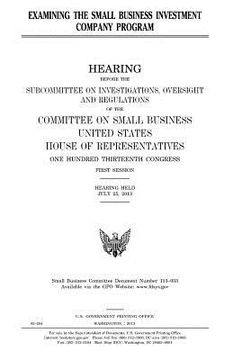 portada Examining the Small Business Investment Company Program (in English)