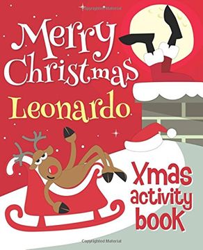portada Merry Christmas Leonardo - Xmas Activity Book: (Personalized Children's Activity Book)