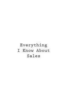 portada Everything I Know About Sales (in English)