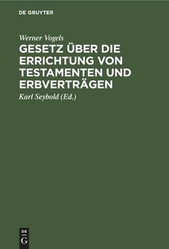 portada Gesetz Über die Errichtung von Testamenten und Erbverträgen (en Alemán)