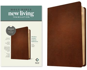 portada Holy Bible: New Living Translation, Brown, Genuine Leather, Filament, Thinline Center-Column Reference Bible (en Inglés)