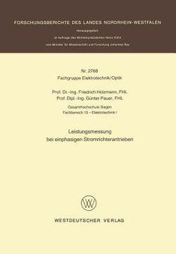 portada Leistungsmessung Bei Einphasigen Stromrichterantrieben (en Alemán)